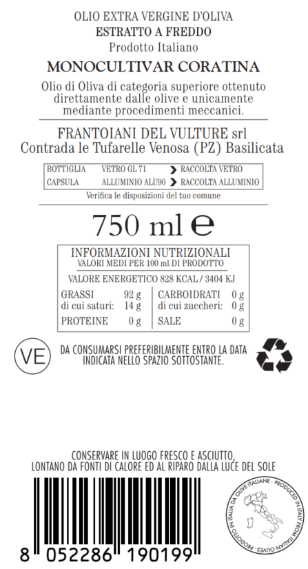 MONOCULTIVAR CORATINA - Campagna 2024/2025