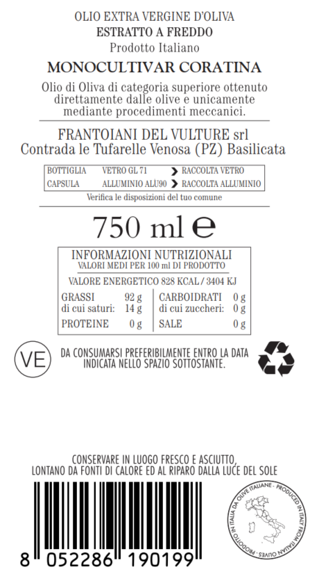 MONOCULTIVAR CORATINA - Campagna 2023/2024