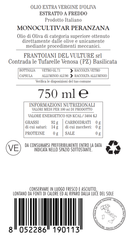 MONOCULTIVAR PERANZANA - Campagna 2024/2025