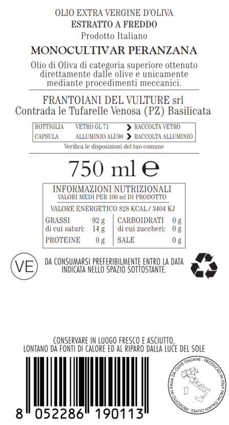 MONOCULTIVAR PERANZANA - Campagna 2023/2024